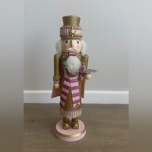 Gold & Pink Glitter Nutcracker Figurine
